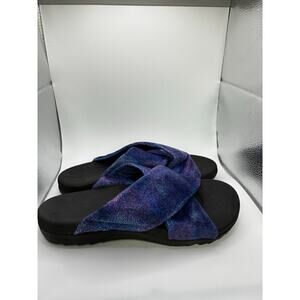 Women’s Slip-On Sandals size 6.5 Purple Criss Cross Comfort Sole Boho Y2K Style